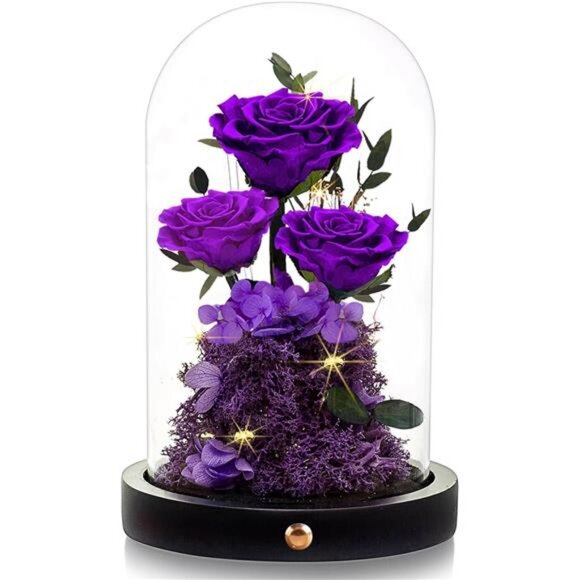 Flowers Roses Gifts for Mom, Forever Real Preserved Roses in Glass Dome - Picture 7 of 7